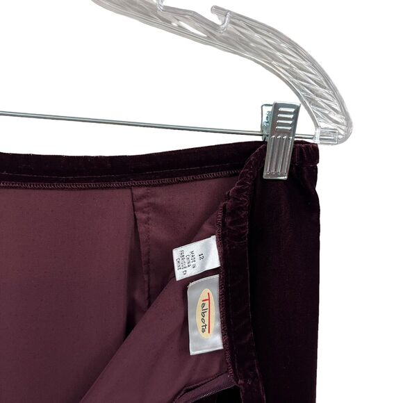 Talbots Womens Velour 2 Pcs Blazer and Long Skirt Button Up Burgundy Sz 12 - Picture 12 of 12